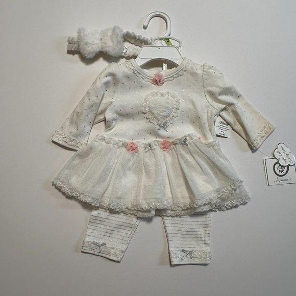 3M Little Me Baby Girls 3-piece Outfit Set | Tutu Dress, Leggings & Headband - Picture 1 of 11